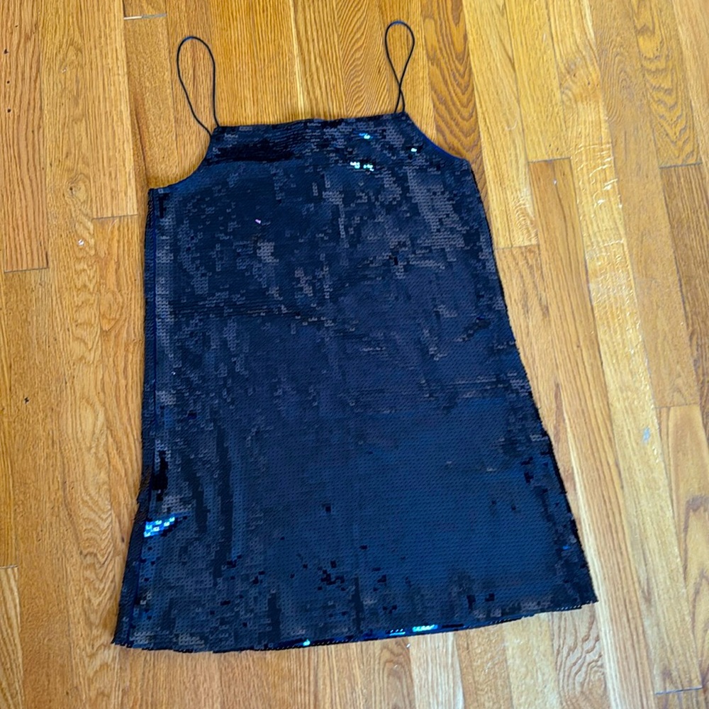 Blue thin strap sequin mini dress
